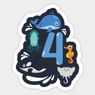 ocean summer 4th birthday Sticker